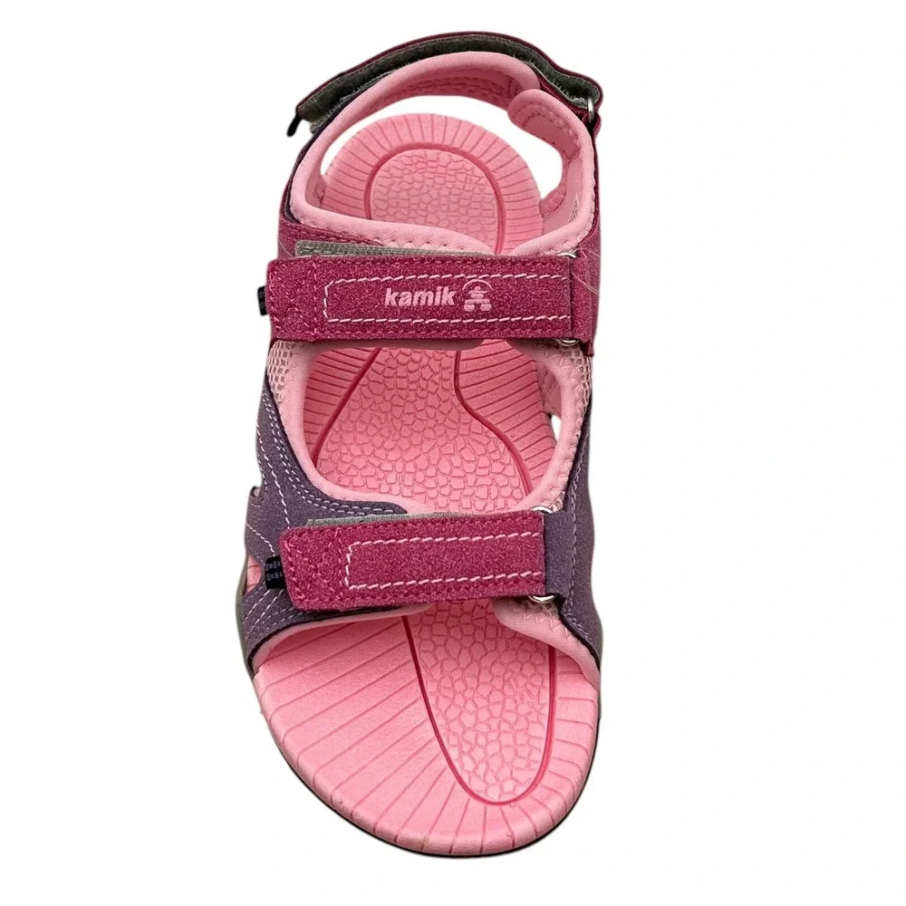 Kamik Youth Girls Suede Strappy Sandals Pink Lavender Size 6 Adjustable Straps